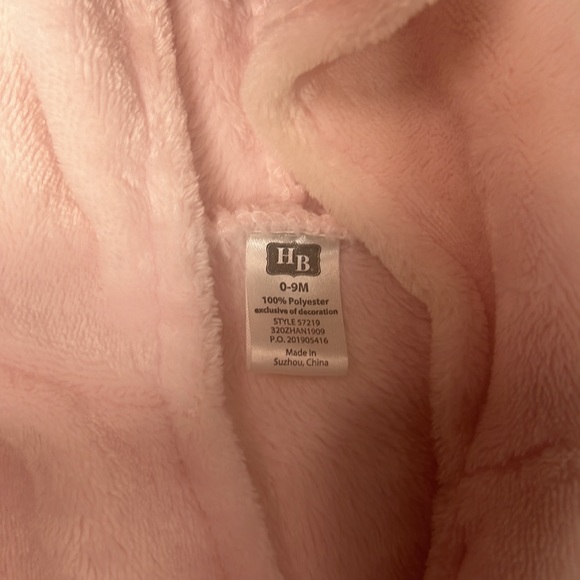 0-9 month Bunny pink soft towel robe with hat and bunny ears - Picture 3 of 3